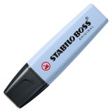 Surligneur stabilo boss original pastel encre base    eau pointe biseautee largeur  trace 2/5mm coloris nuage de
