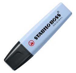 Surligneur stabilo boss original pastel encre base    eau pointe biseautee largeur  trace 2/5mm coloris nuage de