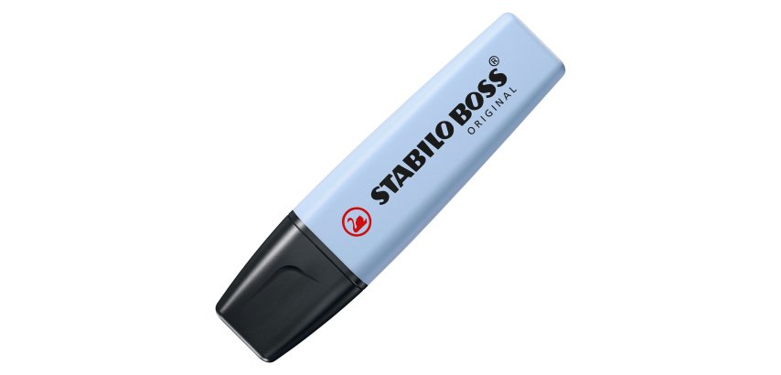 Surligneur stabilo boss original pastel encre base    eau pointe biseautee largeur  trace 2/5mm coloris nuage de