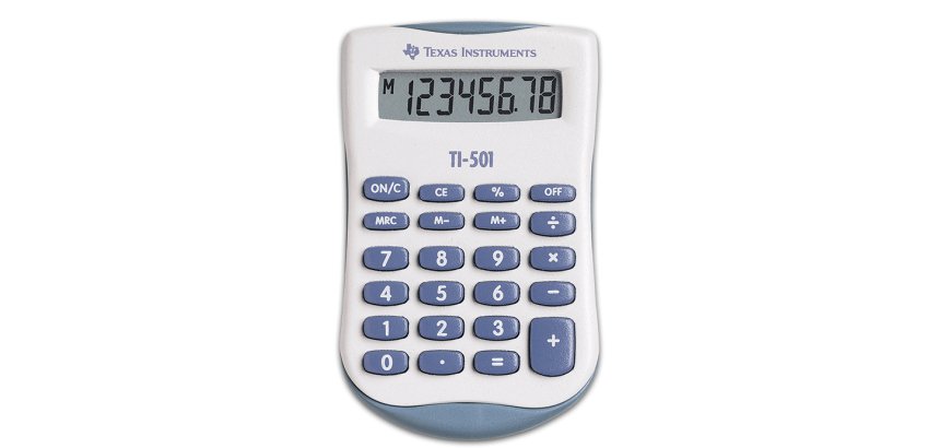 Calculatrice texas instruments poche ti-501 mémoire touche pourcentage pile 56x91x11mm 28g