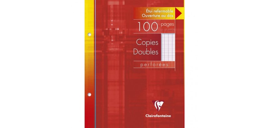 Copies doubles sous étui 17x22cm 100 pages perforées 2 trous grands carreaux