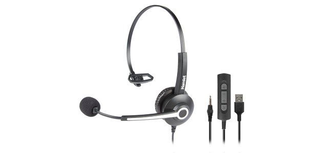 Hamlet HHEADM-UJM cuffia e auricolare Cablato A Padiglione Ufficio USB tipo A Nero