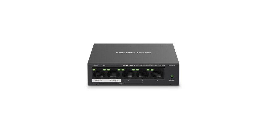 Mercusys MS105GP switch di rete Gigabit Ethernet (10/100/1000) Supporto Power over Ethernet (PoE) Nero