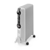 Radiateur bain d'huile mobile 2000W 3 allures de chauffe - Dim. L47,2 x H65 x P16 cm Gris clair