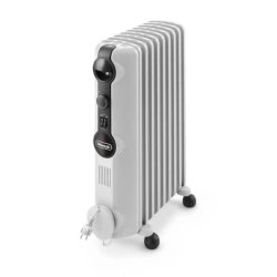 Radiateur bain d'huile mobile 2000W 3 allures de chauffe - Dim. L47,2 x H65 x P16 cm Gris clair