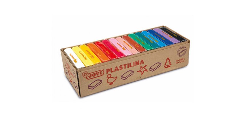 Pâte à modeler jovi plastilina végétale assortiment 15 pains 350g