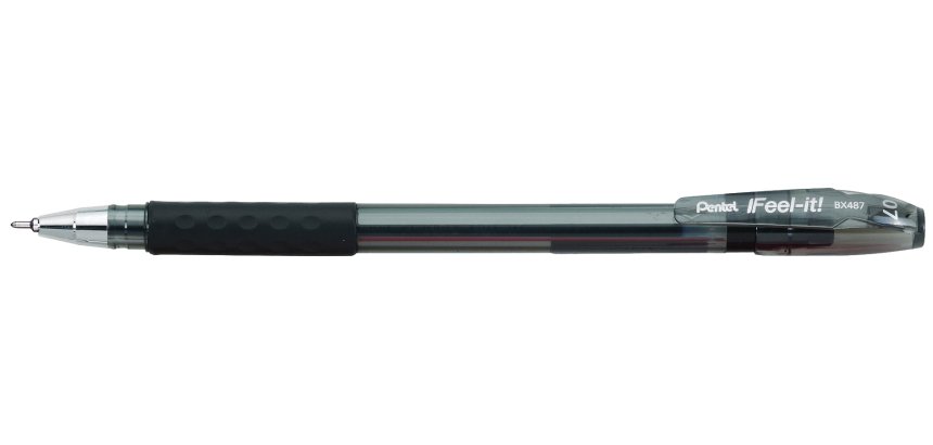 Stylo-bille pentel feel-it écriture moyenne pointe 0.7mm encre coloris noir