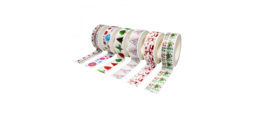 Rubans adhesifs sodertex theme noel 15mm x 10ml 6 pcs