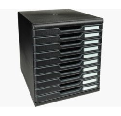 Module de classement Modulo Ecoblack 10 tiroirs fermés - Noir