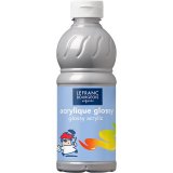 Peinture acrylique lefranc bourgeois glossy fluide brillante indélébile multi-supports argent flacon 500ml