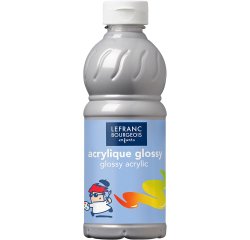 Peinture acrylique lefranc bourgeois glossy fluide brillante indélébile multi-supports argent flacon 500ml