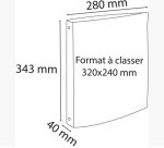 Classeur rembordé PVC 4 anneaux 30mm - A4 maxi 24x32cm - Couleurs assorties