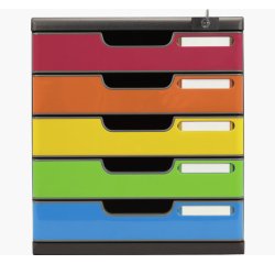 Module de classement Modulo Iderama 5 tiroirs fermables à clé - Arlequin brillant