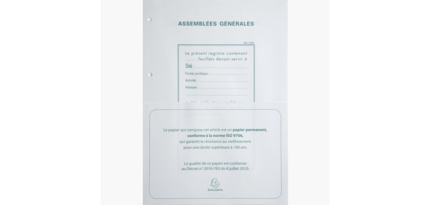 Recharge exacompta registre délibérations assemblées générales a4 210x297mm 100 feuillets mobiles foliotés