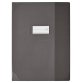Protège-cahier elba strong line pvc cristal 15/100e rabats porte-étiquette et étiquette a4 210x297mm noir cristal