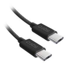 SBS Câble USB tressé USB C - USB C PD 60W 1m50, noir