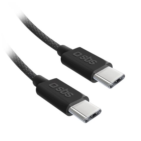 SBS Câble USB tressé USB C - USB C PD 60W 1m50, noir