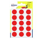 Etichette adesive tonde PSA - in carta - permanenti - diametro 19 mm - 15 et/fg - 6 fogli - rosso - Avery