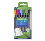 Feutre staedtler triplus fineliner 334 r pointe extra  fine 0,3mm ergonomique coloris assortis etui 10 unites