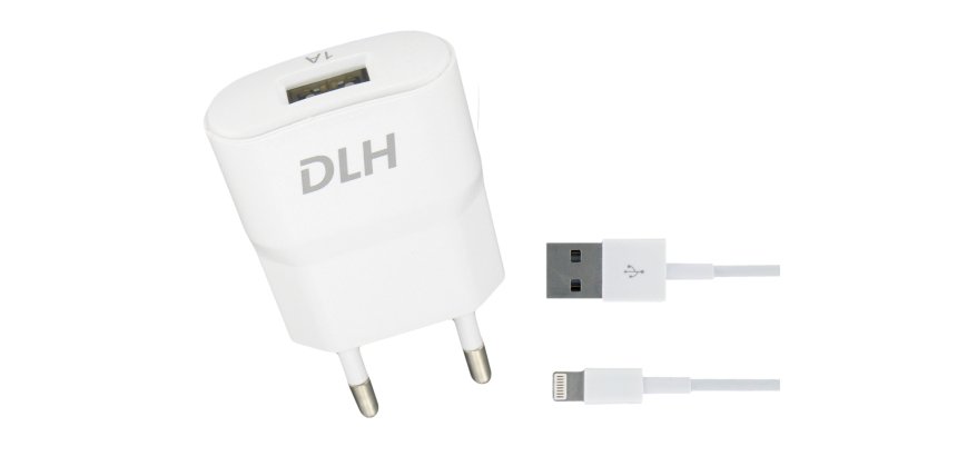 DLH Chargeur secteur USB-A 5W avec cable Apple Lightning pour iPhone