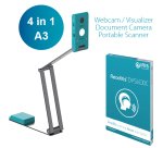 I.R.I.S. IRIScan Visualizer 7 + Readiris Dyslexic 2.0 Escáner de captura aérea 4160 x 3120 DPI A3 Azul ártico, Plata