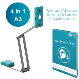 I.R.I.S. IRIScan Visualizer 7 + Readiris Dyslexic 2.0 Scanner aérien 4160 x 3120 DPI A3 Bleu arctique, Argent