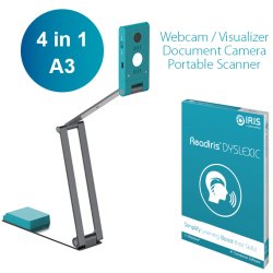 I.R.I.S. IRIScan Visualizer 7 + Readiris Dyslexic 2.0 Scanner aérien 4160 x 3120 DPI A3 Bleu arctique, Argent