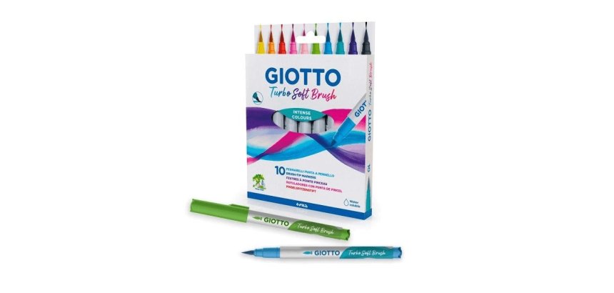 Pochette feutres turbo soft brush giotto pointe pinceau   10 unites coloris assortis