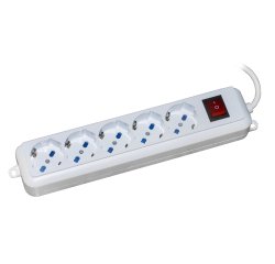 LINK Multipresa 5 Prese Universali Ita/Schuko 10/16 A - Spina 16 A Con Interruttore Cavo Mt 5 Colore Bianco