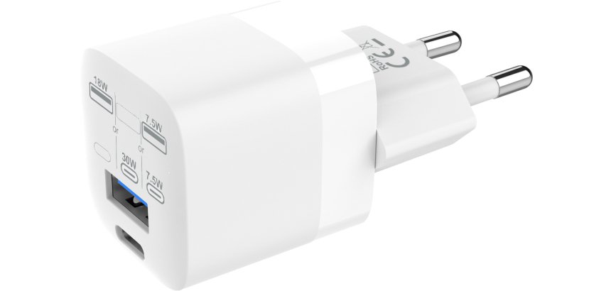 Vision TC-PUSBEU/30 chargeur d'appareils mobiles Ordinateur portable, Smartphone, Tablette Blanc Secteur Charge rapide Intérieure