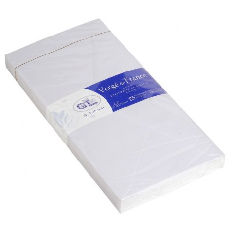 Paquet de 25 enveloppes gommées format DL 11x22cm. Coloris Blanc