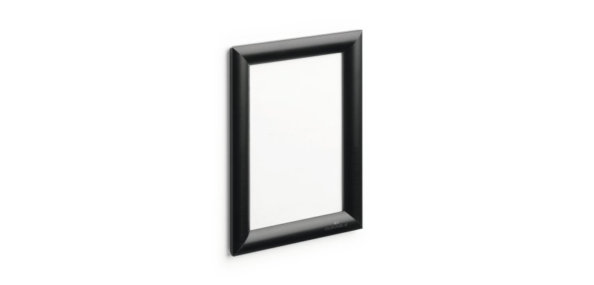 Cadre affichage durable snapframe a5 aluminium film   transparent antireflet coins  droits coloris noir