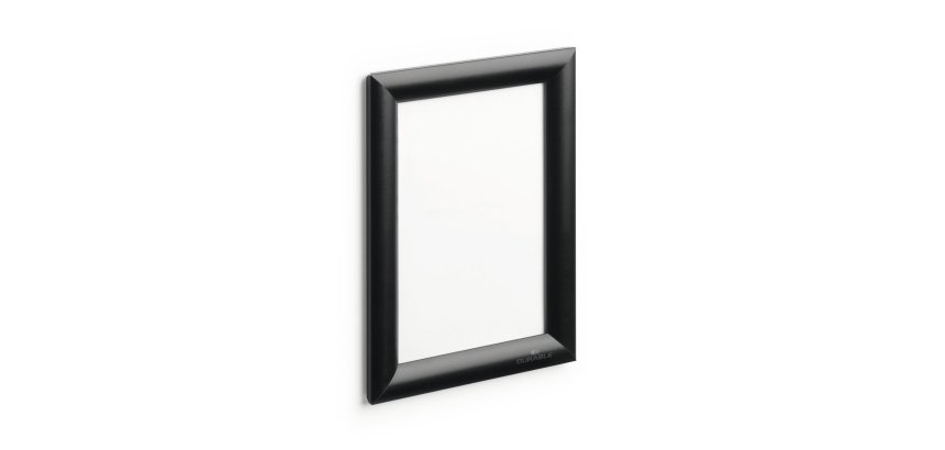 Cadre affichage durable snapframe a5 aluminium film   transparent antireflet coins  droits coloris noir