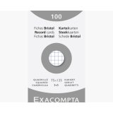 Etui de 100 fiches bristol non perforées 75x125mm (A7) quadrillées 5x5 Blanc