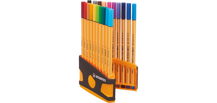 Stylo-feutre stabilo point 88 color parade pointe fine      0,4mm coloris assortis pack   de 20