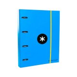 Classeur antartik 4 anneaux ronds 40mm a4 carton remborde feuillets mobiles quadrillage 5mm coloris bleu
