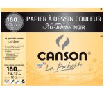 Papier dessin canson mi-teintes 160g a4+ unicolore noir pochette 12f