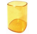 Portapenne a bicchiere - 6,5 x 6,5 x 9,5 cm - trasparente arancio - Arda