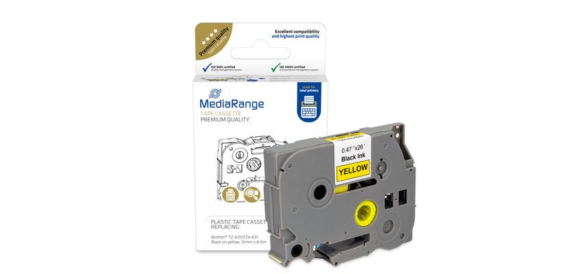 MediaRange MRBTZ631 printeretiket Zwart, Geel