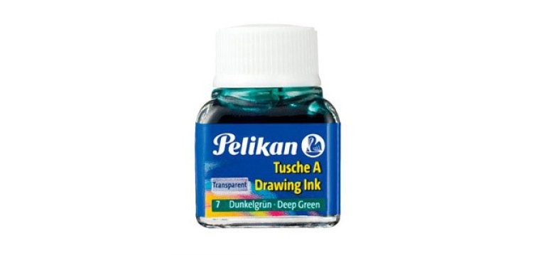 Encre de chine pelikan tire-lignes plumes dessinateur pinceaux couleur vert foncé flacon 10ml