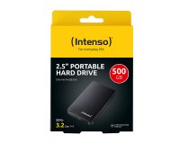 Intenso Portable Hard Drive (2.5 inch), 500 GB, 5400 RPM, 8 MB Cache, USB 3.0, certified refurbished, black