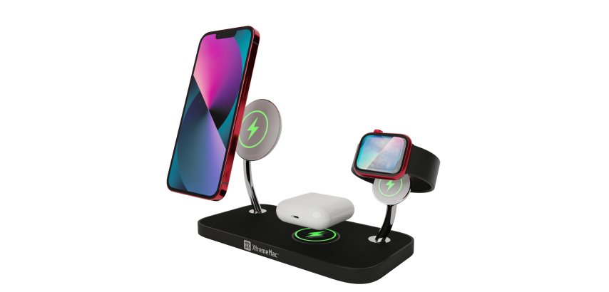 XtremeMac XMG-XM3-03 chargeur d'appareils mobiles Casques, Smartphone, Smartwatch Noir USB Recharge sans fil Intérieure