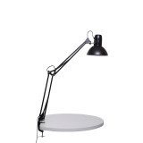 Luminaire bureau maulstudy surpince tete et bras metal      hauteur 44cm bras 35cm tete   diam. 17cm coloris noir