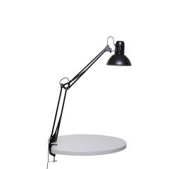 Luminaire bureau maulstudy surpince tete et bras metal      hauteur 44cm bras 35cm tete   diam. 17cm coloris noir