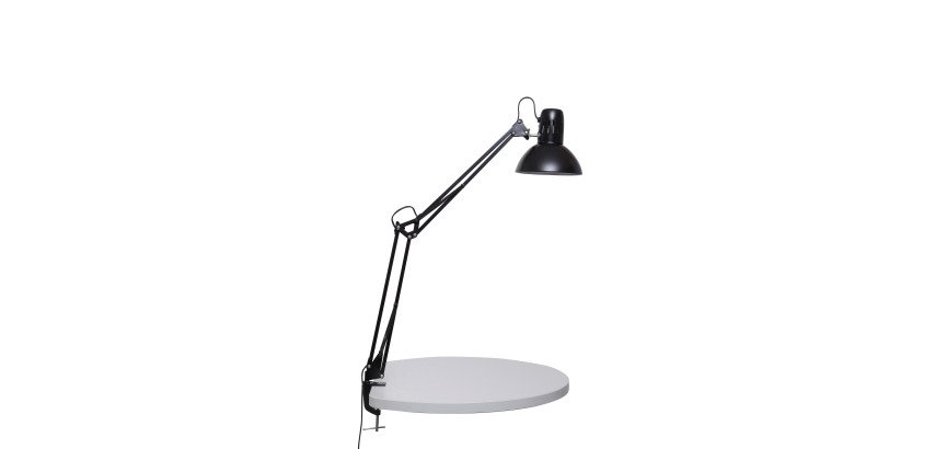 Luminaire bureau maulstudy surpince tete et bras metal      hauteur 44cm bras 35cm tete   diam. 17cm coloris noir