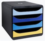 Module classement exacompta big box bee blue polystyrene  monobloc 4 tiroirs a4+        superposable ultra rigide