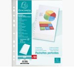 Sachet de 100 pochettes perforées polypropylène grainé 5/100e - A4 - Cristal