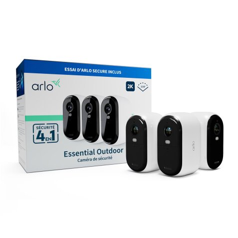 ARLO Caméra de surveillance Pack de 3 caméras extérieures Essential2 2K