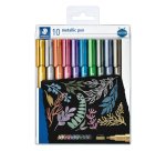Marqueur staedtler corps metallique 8323 pointe ogive  2,7mm trace 1 a 2mm           pack de 10 assortis