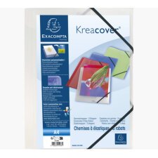 Chemise à l'élastique 3 rabats plastique personnalisable Exacompta Kreacover®  - 24 x 32 cm coloris blanc